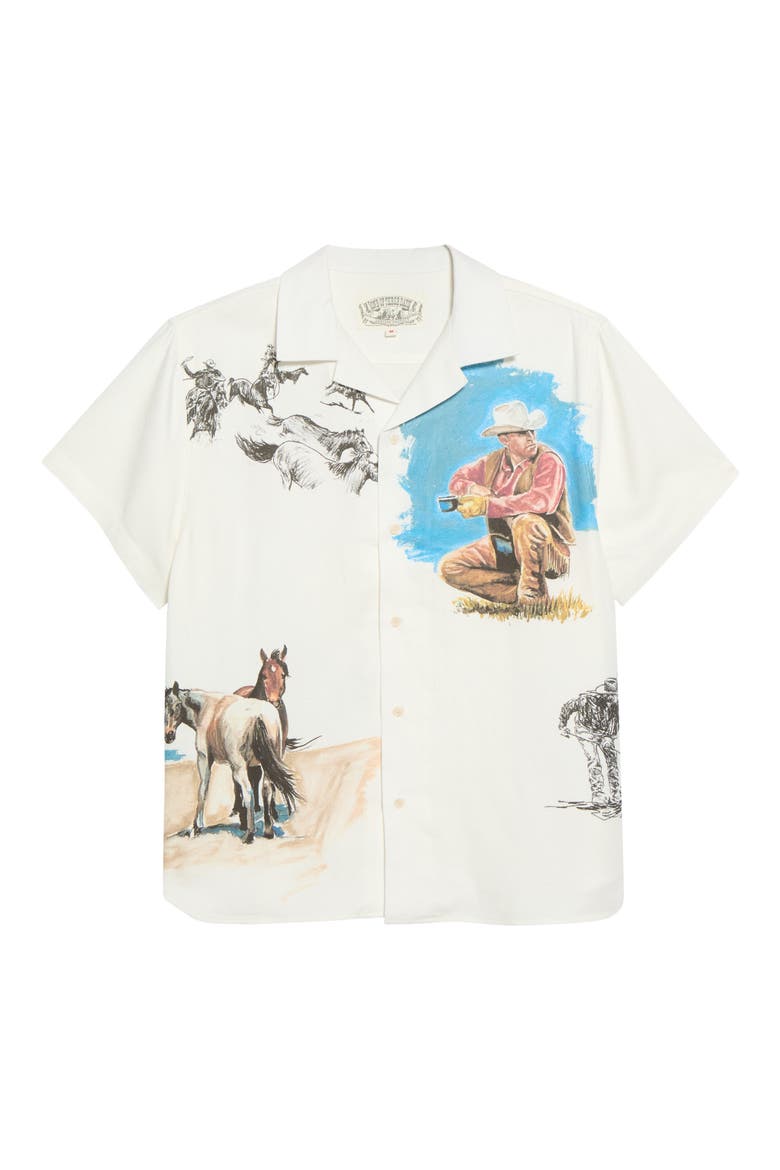 El Capitan Printed Camp Shirt, Alternate, color, BONE
