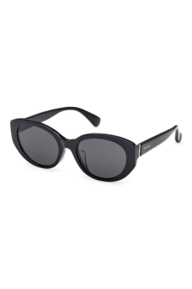 54mm Round Sunglasses, Alternate, color, SHINY BLACK / SMOKE
