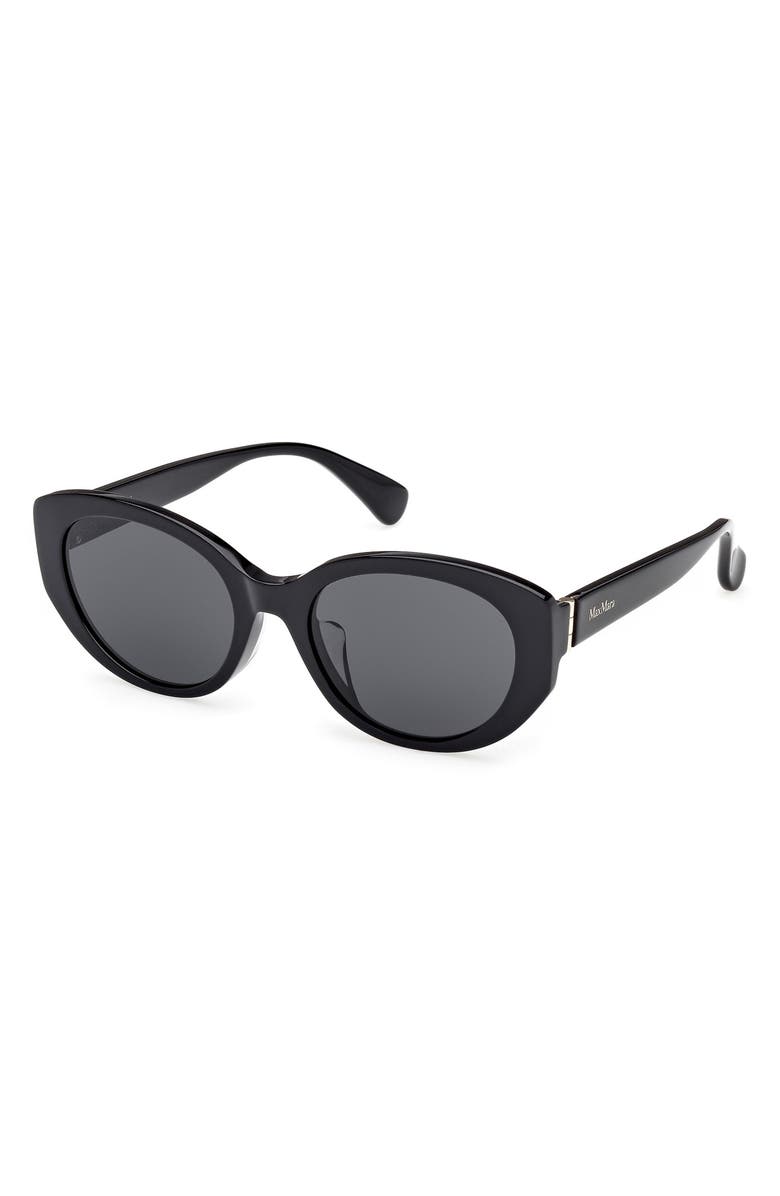 Max Mara 54mm Round Sunglasses, Alternate, color, Shiny Black / Smoke