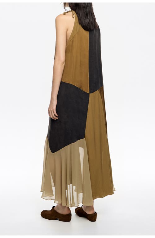 Bimba Y Lola Patchwork Dress In Brown