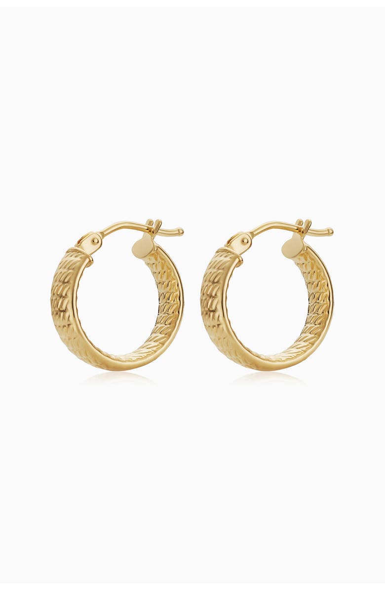 Oradina 14K Yellow Gold Moto Mini Hoops, Alternate, color, Yellow Gold