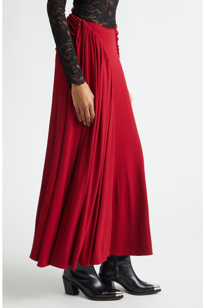 Ruched & Gathered Jersey Maxi Skirt, Alternate, color, RED WINE