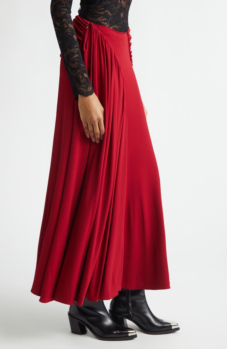 Rabanne Ruched & Gathered Jersey Maxi Skirt, Alternate, color, Red Wine