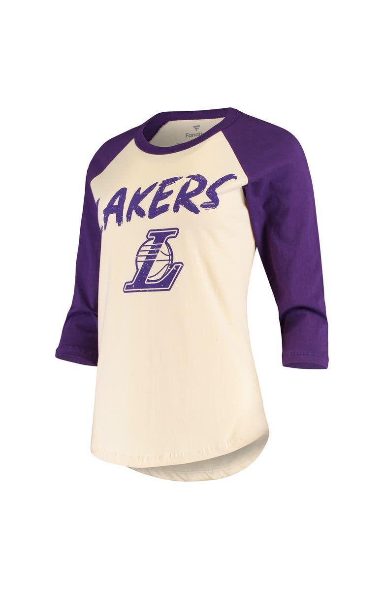 FANATICS Women's Fanatics Branded LeBron James Cream Los Angeles Lakers Raglan 3/4-Sleeve T-Shirt, Alternate, color, 