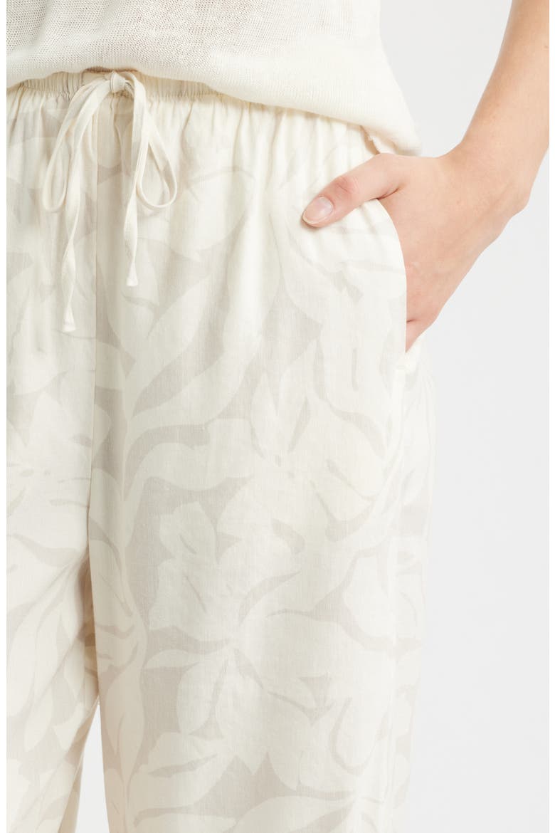 Linen Blend Drawstring Pants, Alternate, color, IVORY- BEIGE FIRA BLOOM