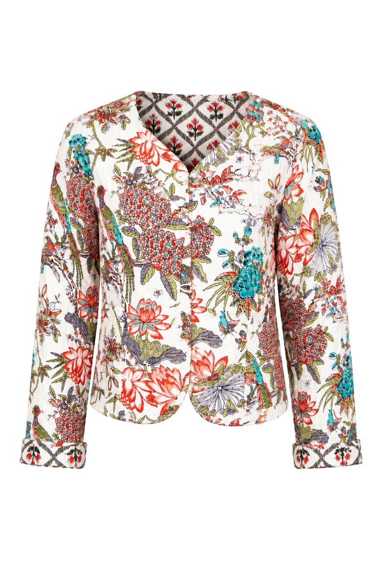Print Reversible Cotton Quilted Jacket, Alternate, color, White