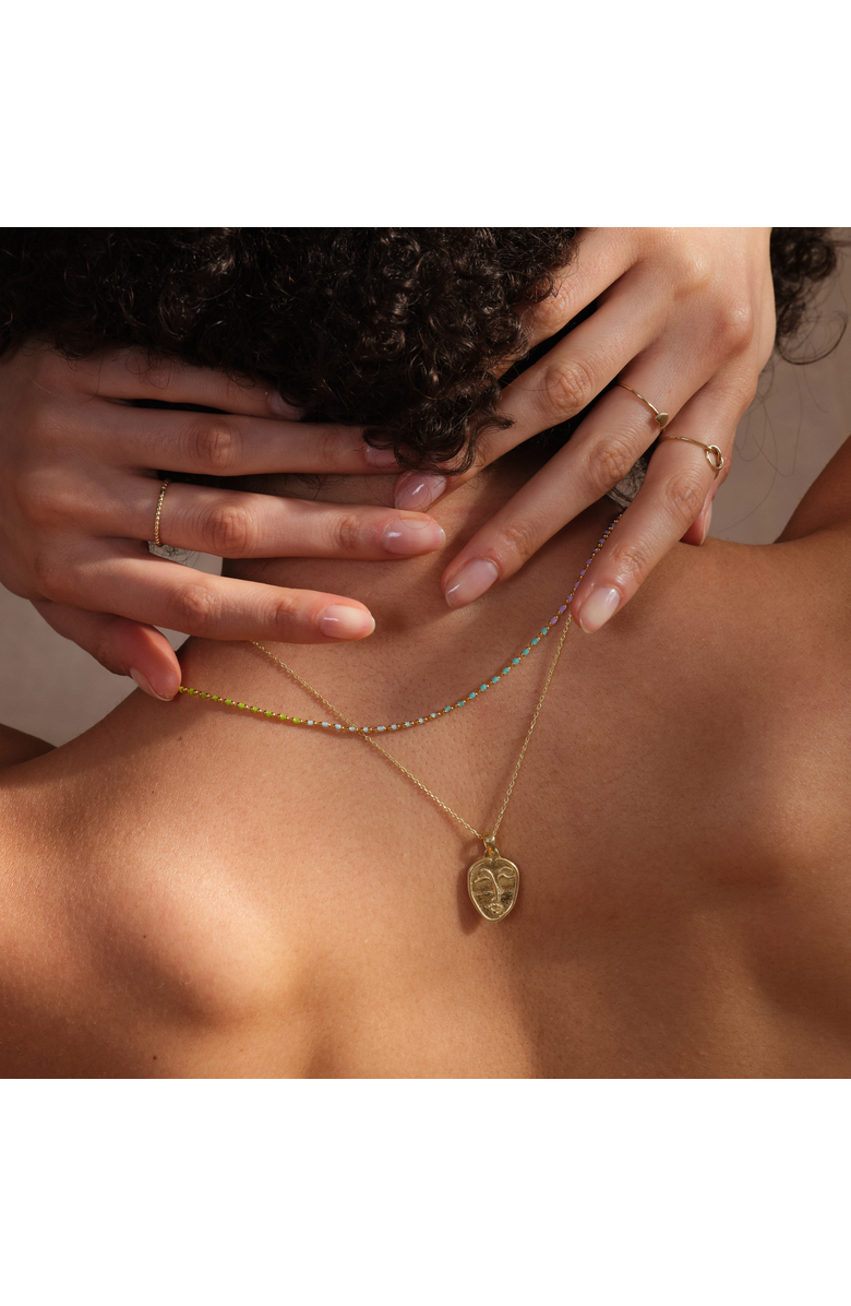 Spero London Sterling Silver Enamel Mine Beaded Colourful Rainbow Necklace, Alternate, color, Gold