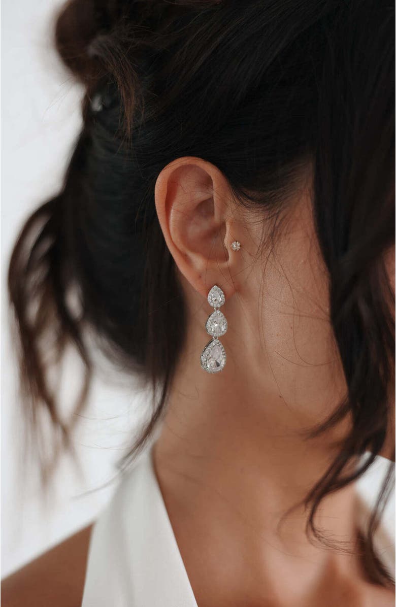 Untamed Petals Dynasty Crystal Drop Earrings, Alternate, color, Silver