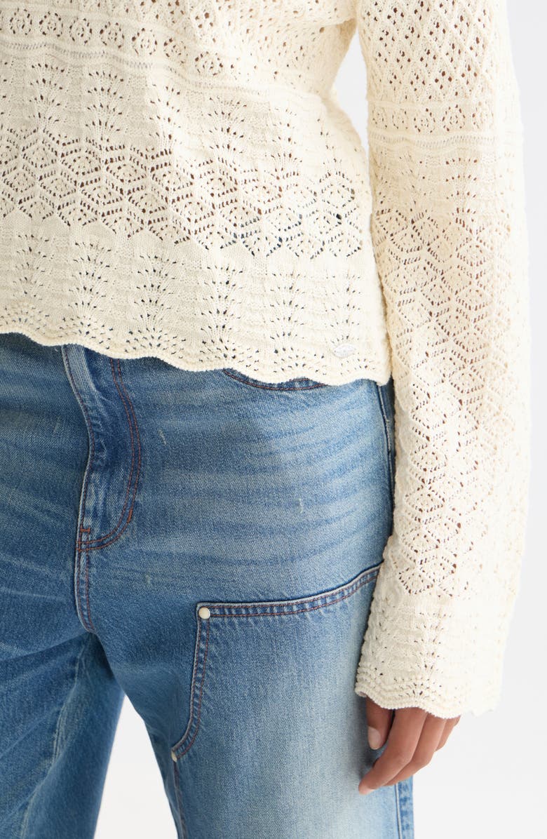 Scotch & Soda Pointelle V-Neck Sweater, Alternate, color, Eggnog