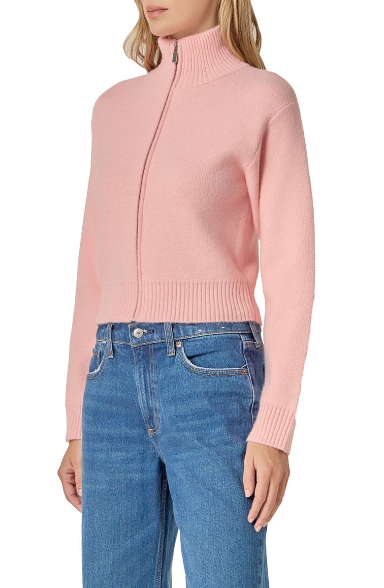 English Factory Knit Crop Zip Jacket, Alternate, color, Pink Frost