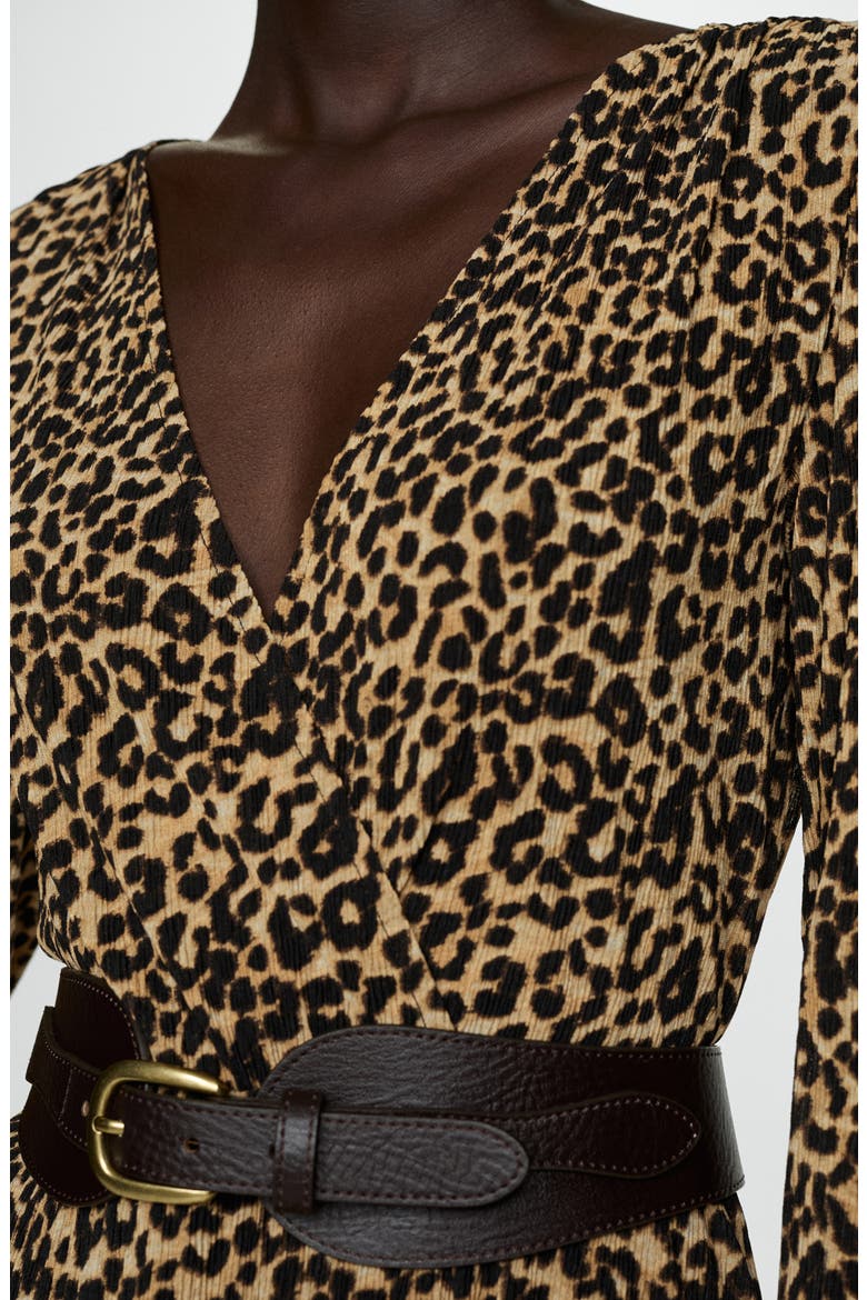 Leopard Long Sleeve Gown, Alternate, color, BROWN