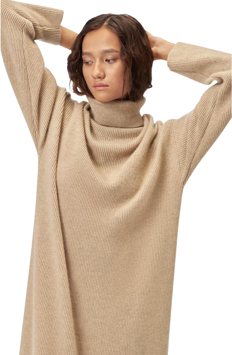 GOBI Mongolian Cashmere Cashmere Turtleneck Dress, Alternate, color, 