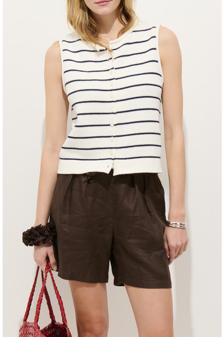 Taylor Stripe Cotton Vest, Main, color, IVORY / NAVY NIGHT