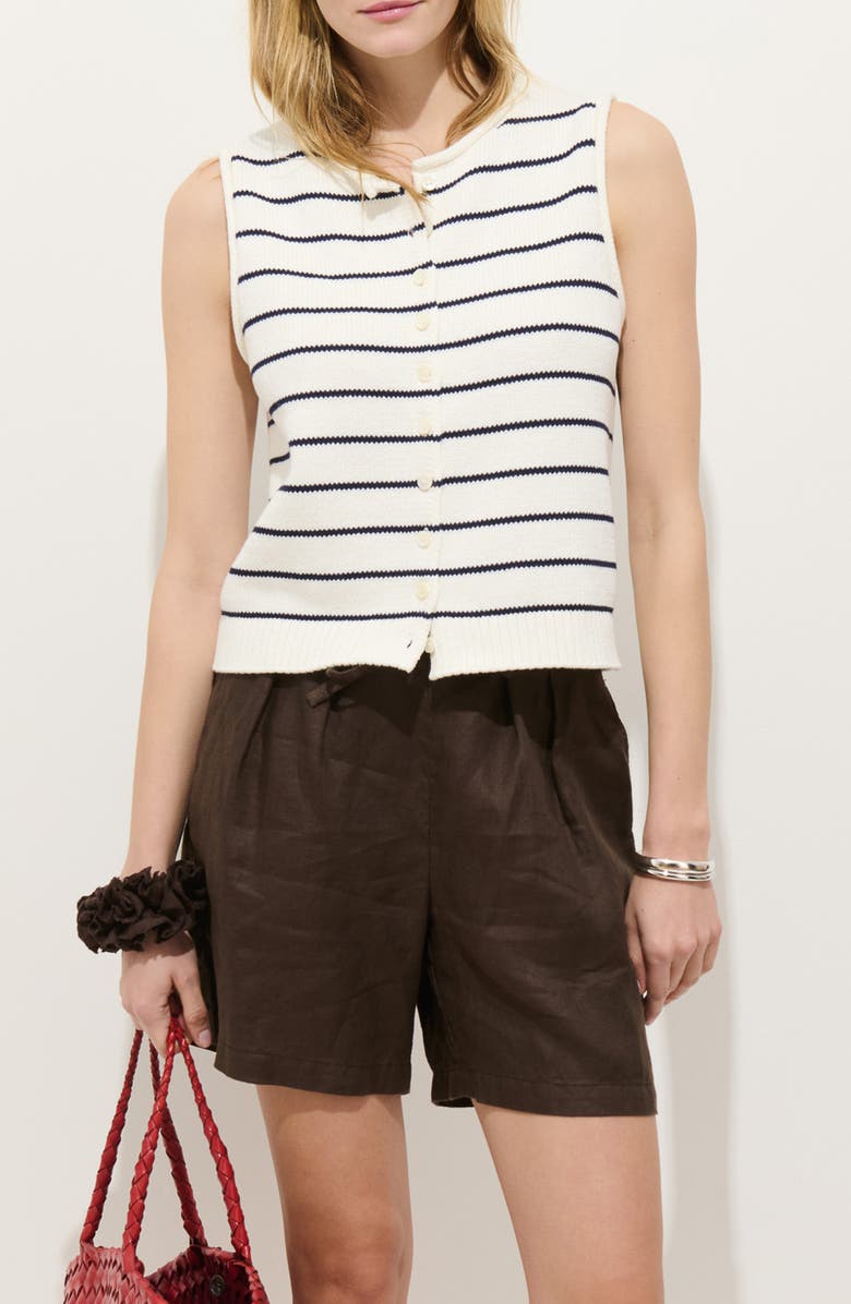 Alex Mill Taylor Stripe Cotton Vest, Main, color, Ivory / Navy Night