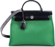 Pre-Owned Hermes Herbag Zip Leather and Toile 31