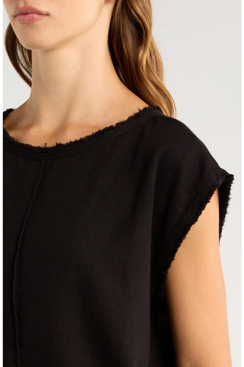 Bali Fray Edge Cotton Cover-Up Crop Top, Alternate, color, BLACK