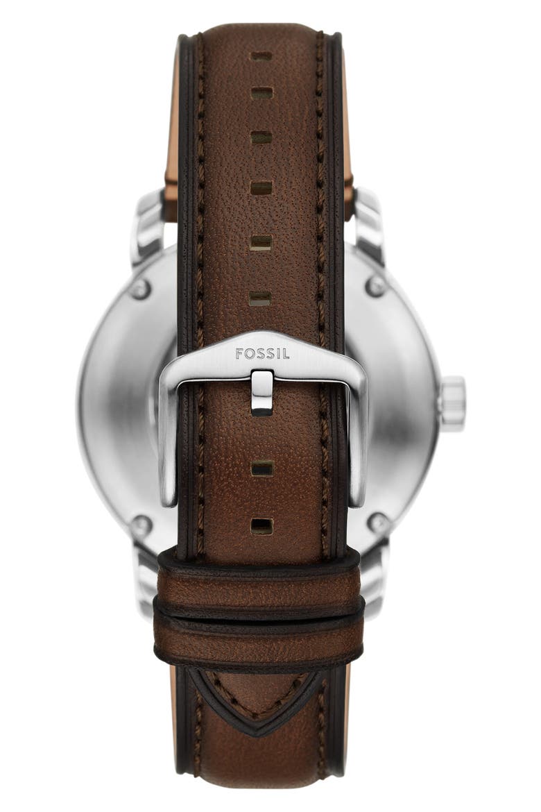 Heritage Automatic Leather Strap Watch, 43mm, Alternate, color, BROWN