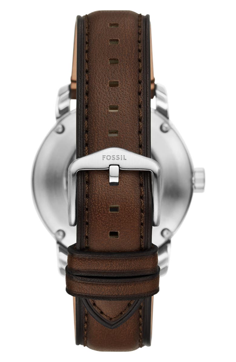 Fossil Heritage Automatic Leather Strap Watch, 43mm, Alternate, color, Brown