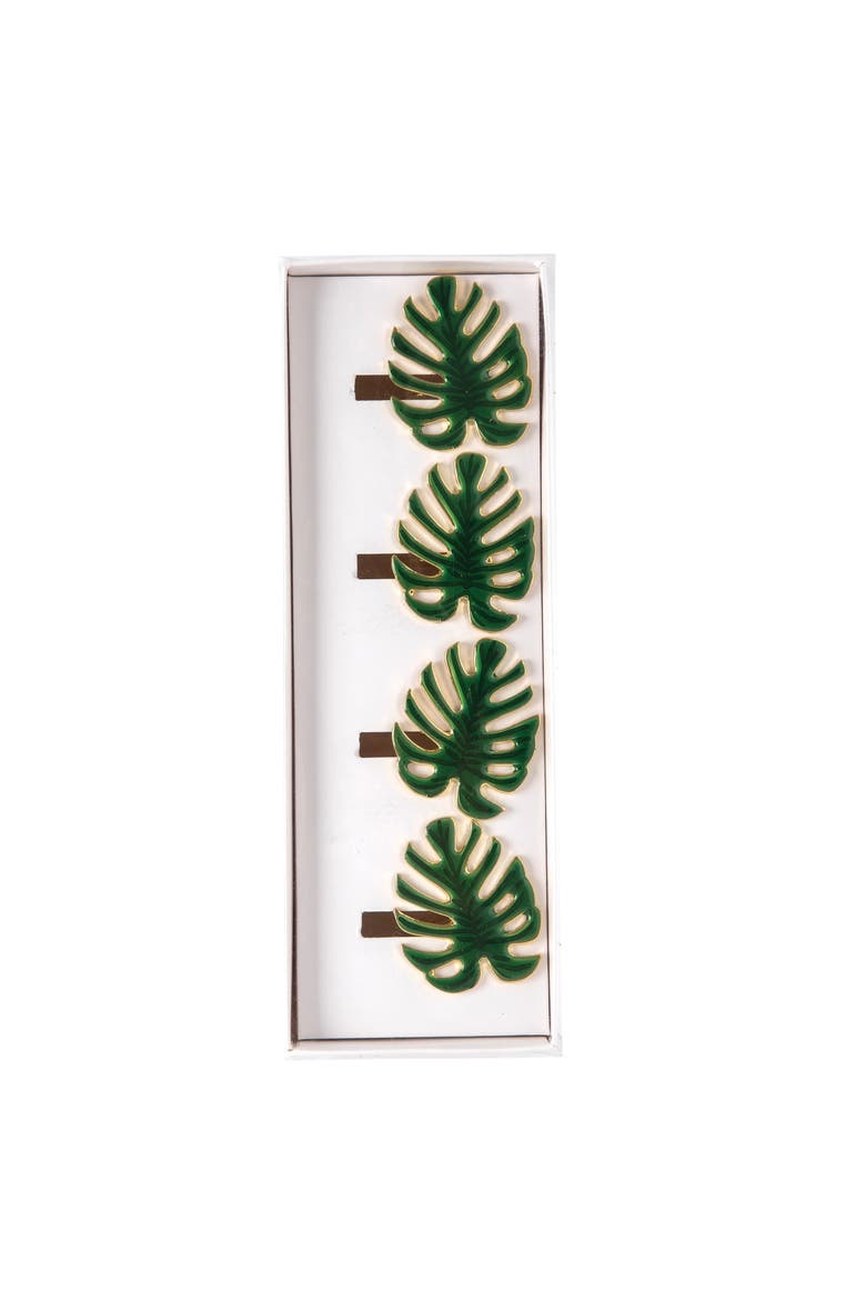 Palm Napkin Ring, Set of 4, Alternate, color, Green