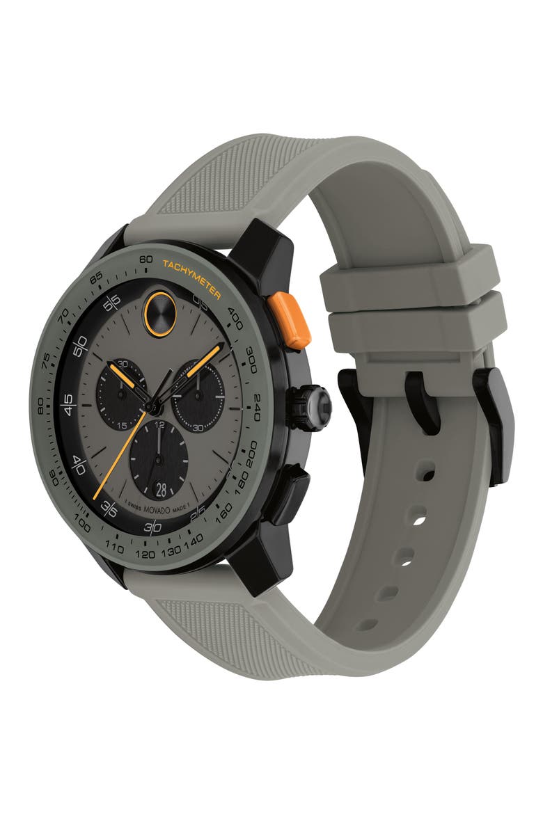 Bold TR90 Chronograph Silicone Strap Watch, 43.5mm, Alternate, color, GRAY