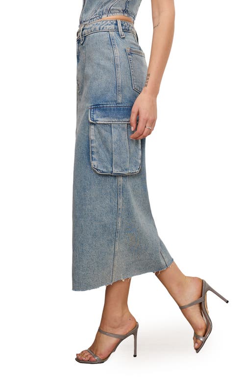 GOOD AMERICAN GOOD AMERICAN FRAYED HEM DENIM CARGO SKIRT