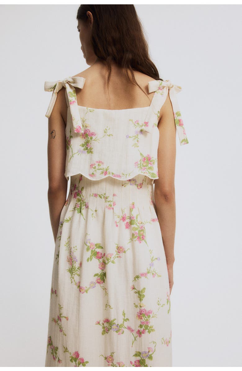 H&M Mama nursing dress with tie-top shoulder straps, Alternate, color, Cream/Floral