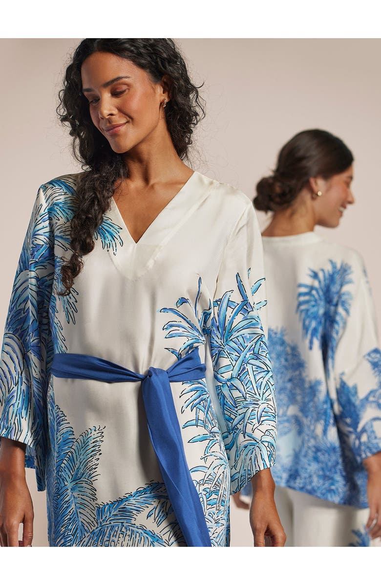 Tori Richard Trees of Blue Jessamine Caftan, Alternate, color, Magnolia