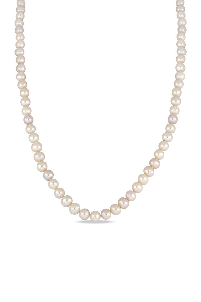 Sterling Silver 7.5-8mm Cultured Freshwater Pearl 36" Necklace, Main, color, WHITE