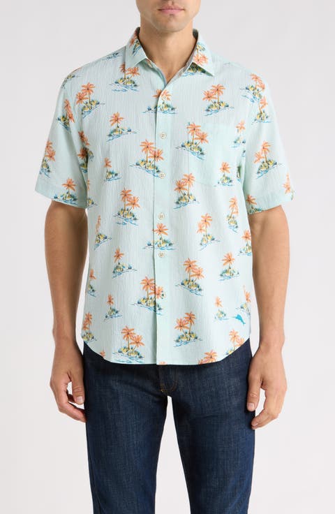 Nova Wave Island Hop Short Sleeve Seersucker Button-Up Shirt