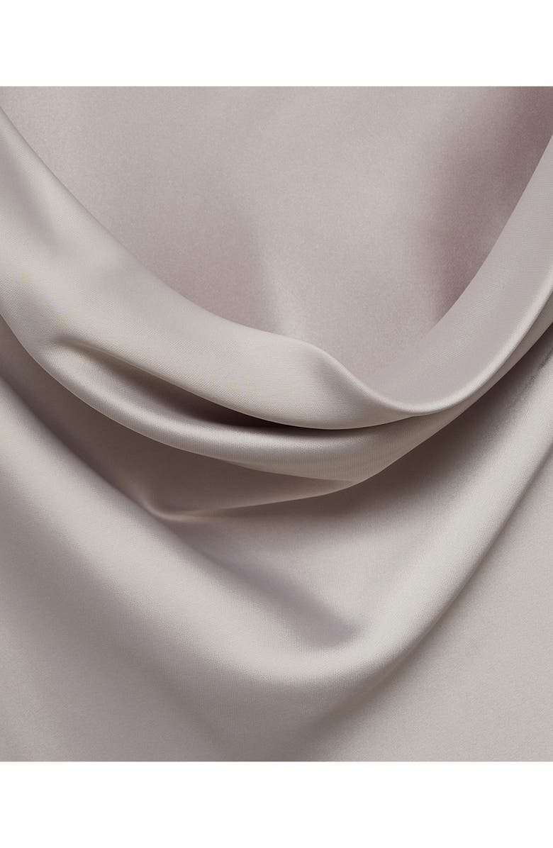 MANGO Draped Neck Long Sleeve Satin Minidress, Alternate, color, 