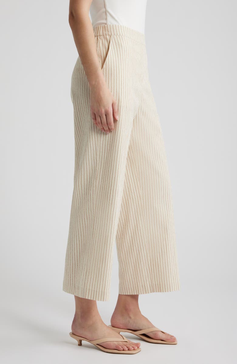 Bernardo Pinstripe Crop Pull-On Pants, Alternate, color, Ivory/ Gold Oak Stripe