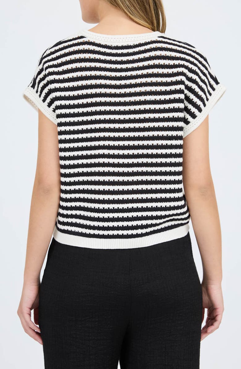 Blu Pepper Stripe Short Sleeve Sweater, Alternate, color,