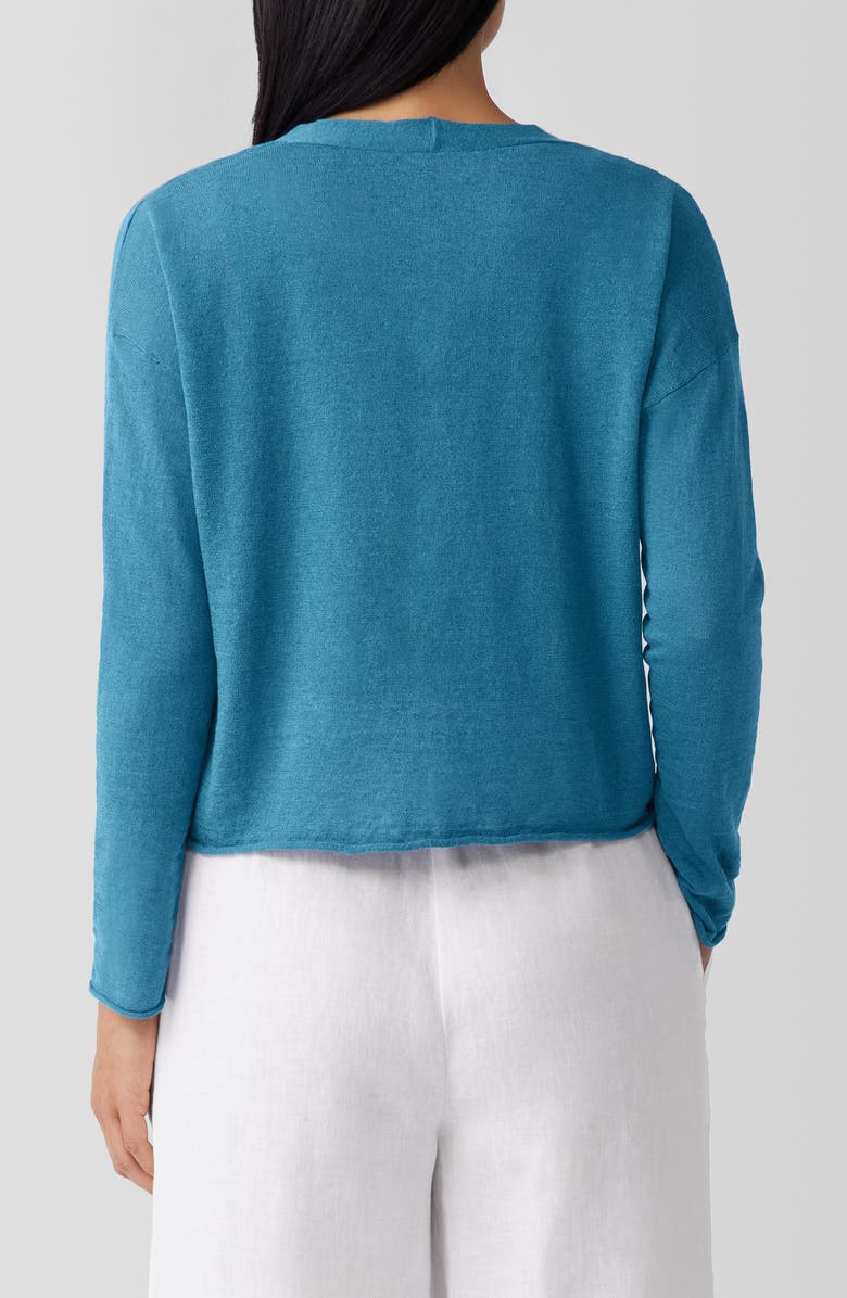 Eileen Fisher V-Neck Organic Linen & Organic Cotton Cardigan, Alternate, color, Cascade