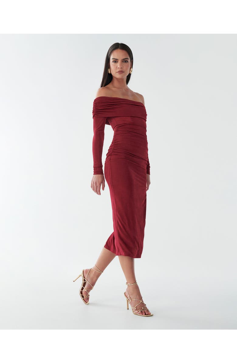 BWLDR Piedra Midi Dress, Alternate, color, Burgundy