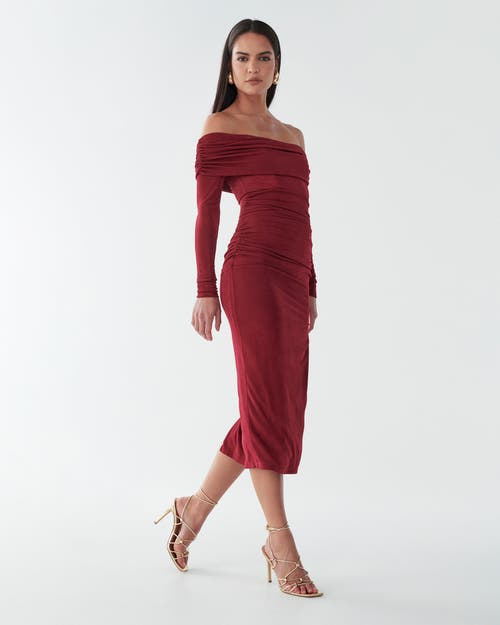 Bwldr Piedra Midi Dress In Burgundy