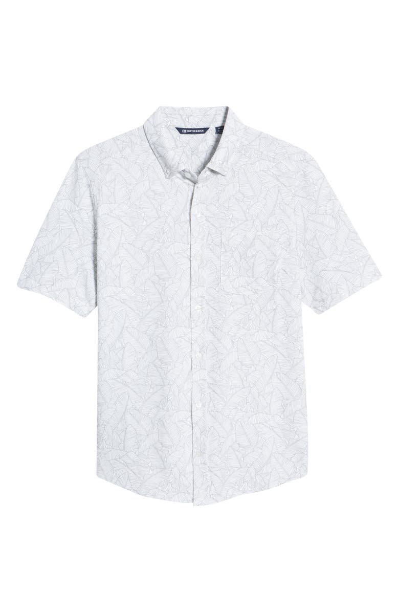Cutter & Buck Reach Regular Fit Stretch Print Short Sleeve Button Down Shirt, Alternate, color,