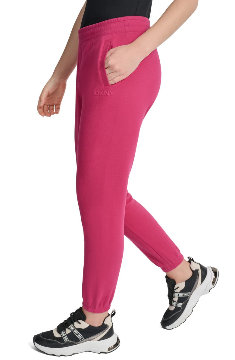 DKNY Logo High Waist Relaxed Joggers, Alternate, color, Wild Berry