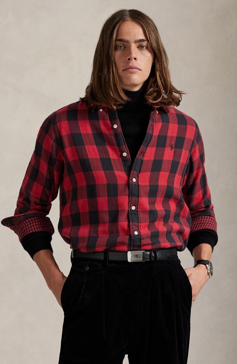 Polo Ralph Lauren Classic Fit Check Cotton Twill Button-Down Shirt, Alternate, color, Red/ Black