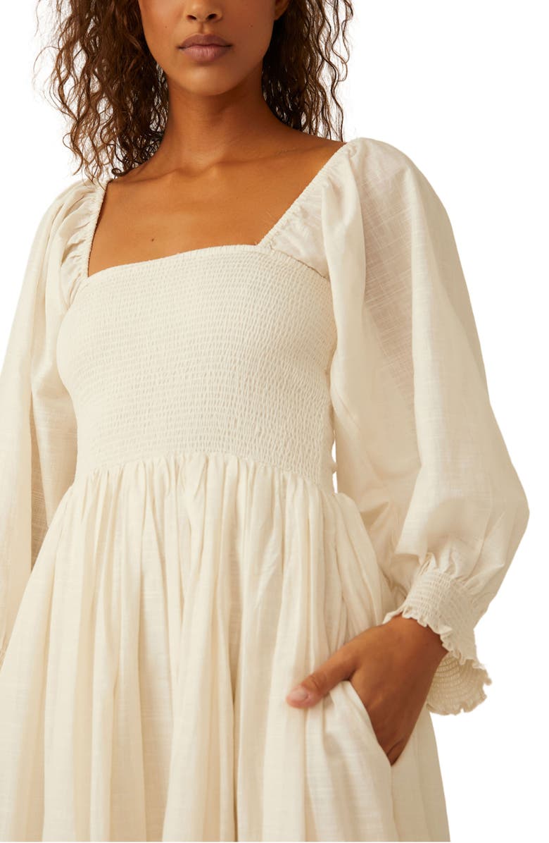 Free People Perfect Storm Smocked Eyelet Long Sleeve Maxi Dress, Alternate, color, Tea