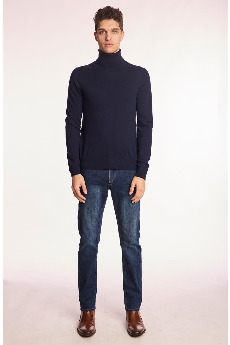 Fine Gauge Turtleneck Sweater, Alternate, color, NAVY