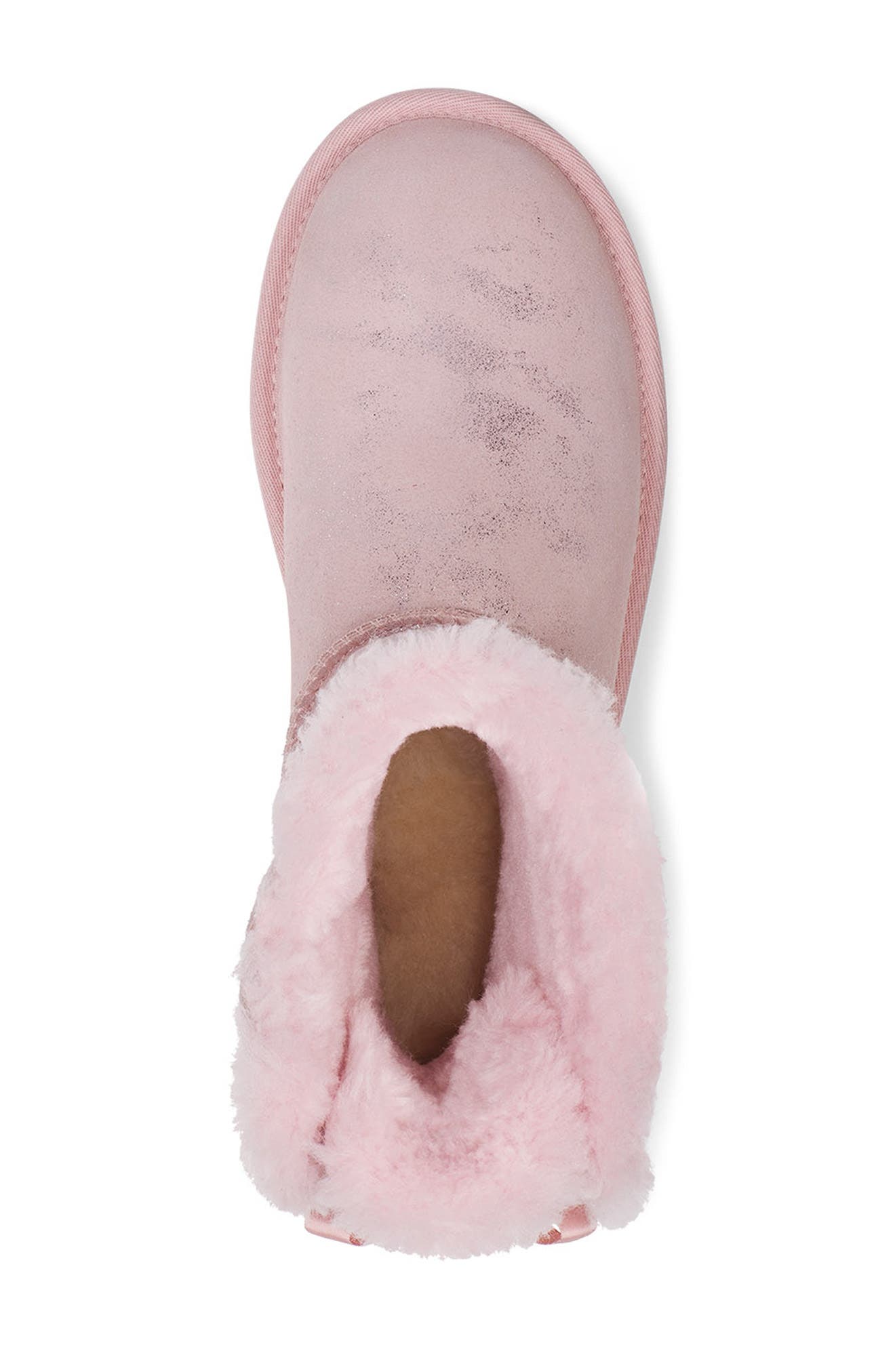 Mini Bailey Bow II Genuine Shearling Bootie, Alternate, color, PINK CLOUD METALLIC SUEDE