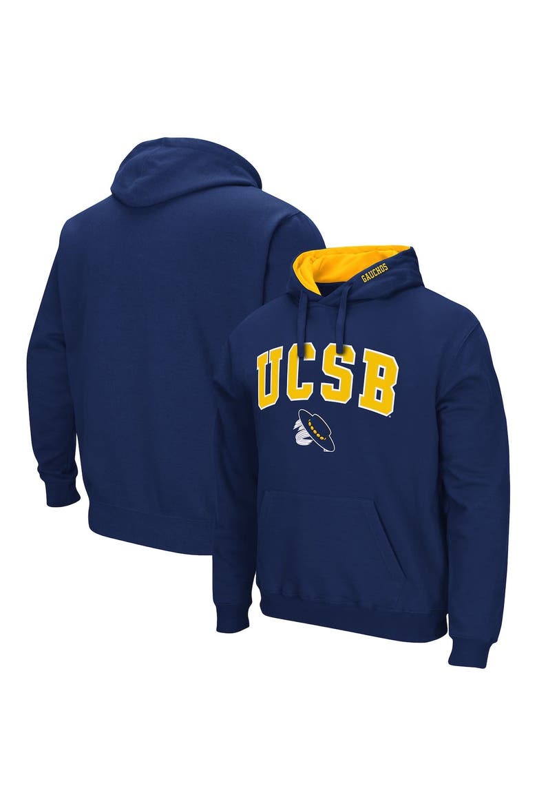 Men's Colosseum Navy UC Santa Barbara Gauchos Arch and Logo Pullover Hoodie, Main, color, Navy
