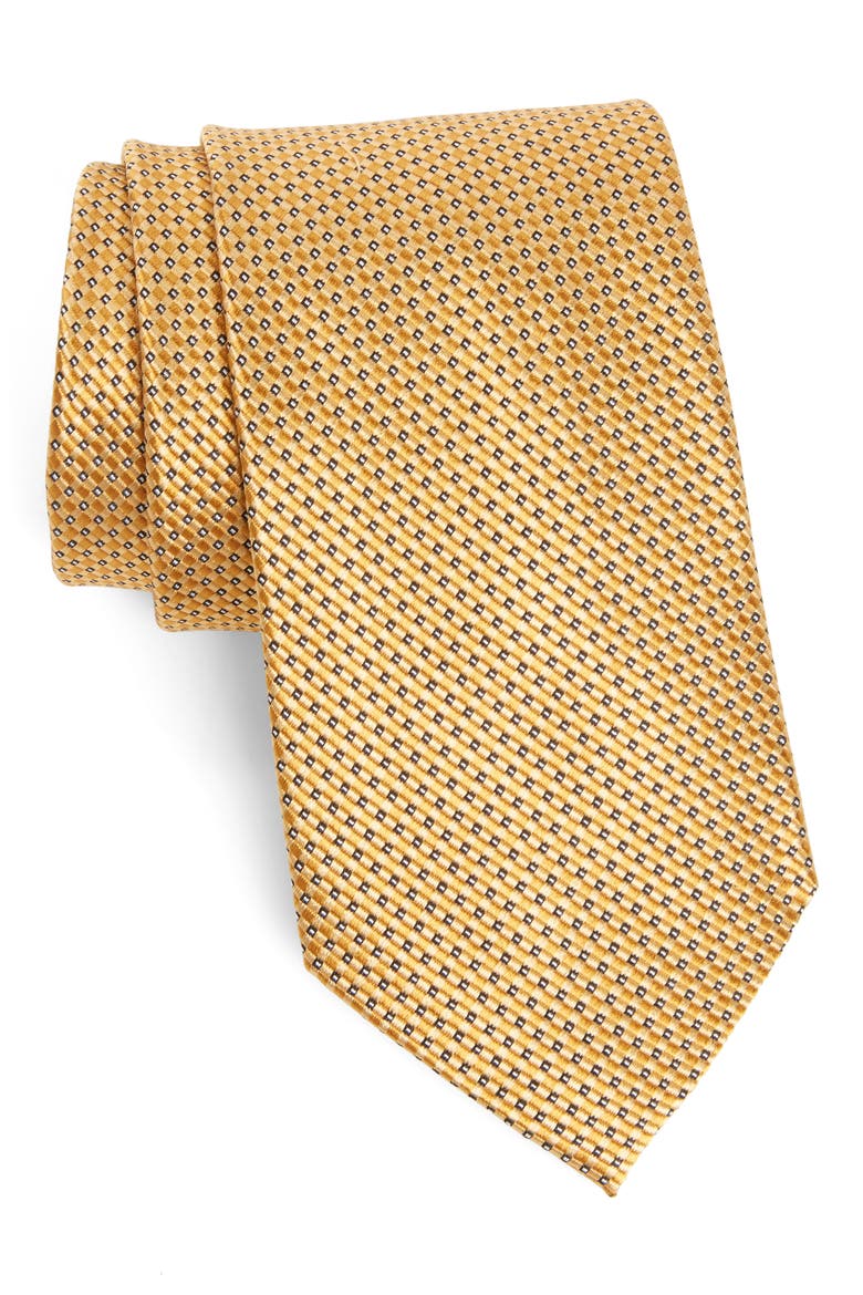 Microgrid Silk Tie, Main, color, GOLD