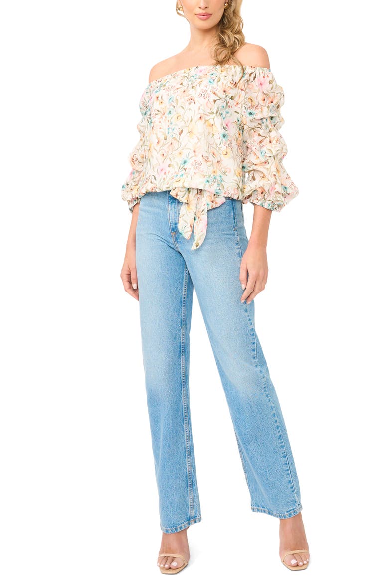 Off the Shoulder Bubble Sleeve Top, Alternate, color, ANTIQUE WHITE