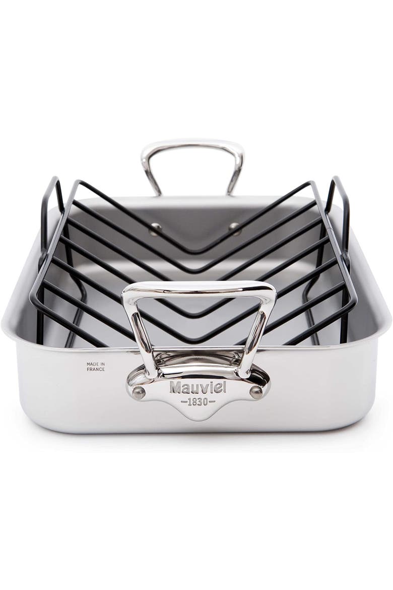 M'Cook Stainless Steel Roasting Pan With Rack, 13.5 X 9.8 Inch, Main, color, Silver