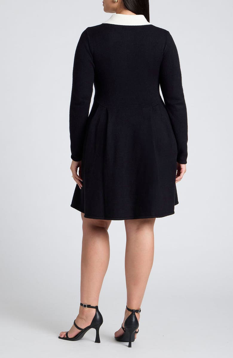 ELOQUII Collar Long Sleeve Sweater Dress, Alternate, color, 