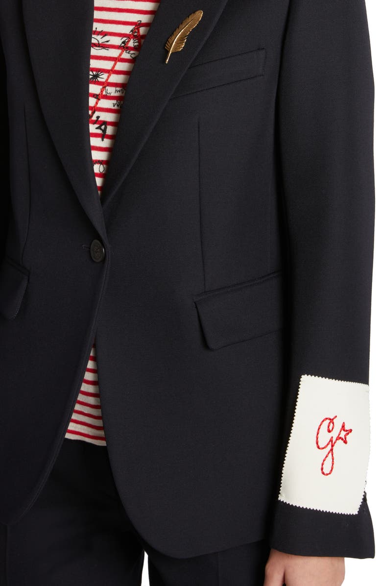 Golden Goose One-Button Gabardine Blazer, Alternate, color, Dark Blue