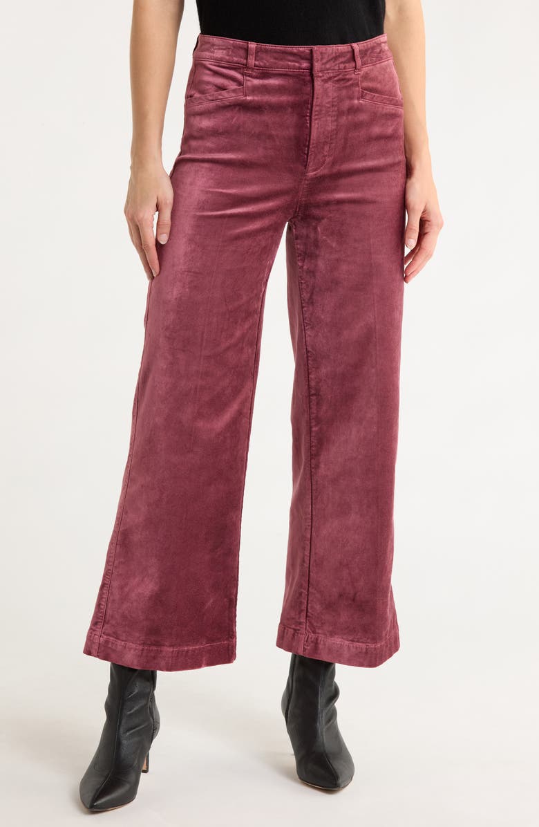 PAIGE Anessa High Waist Ankle Wide Leg Velvet Pants, Main, color, Rose Tea