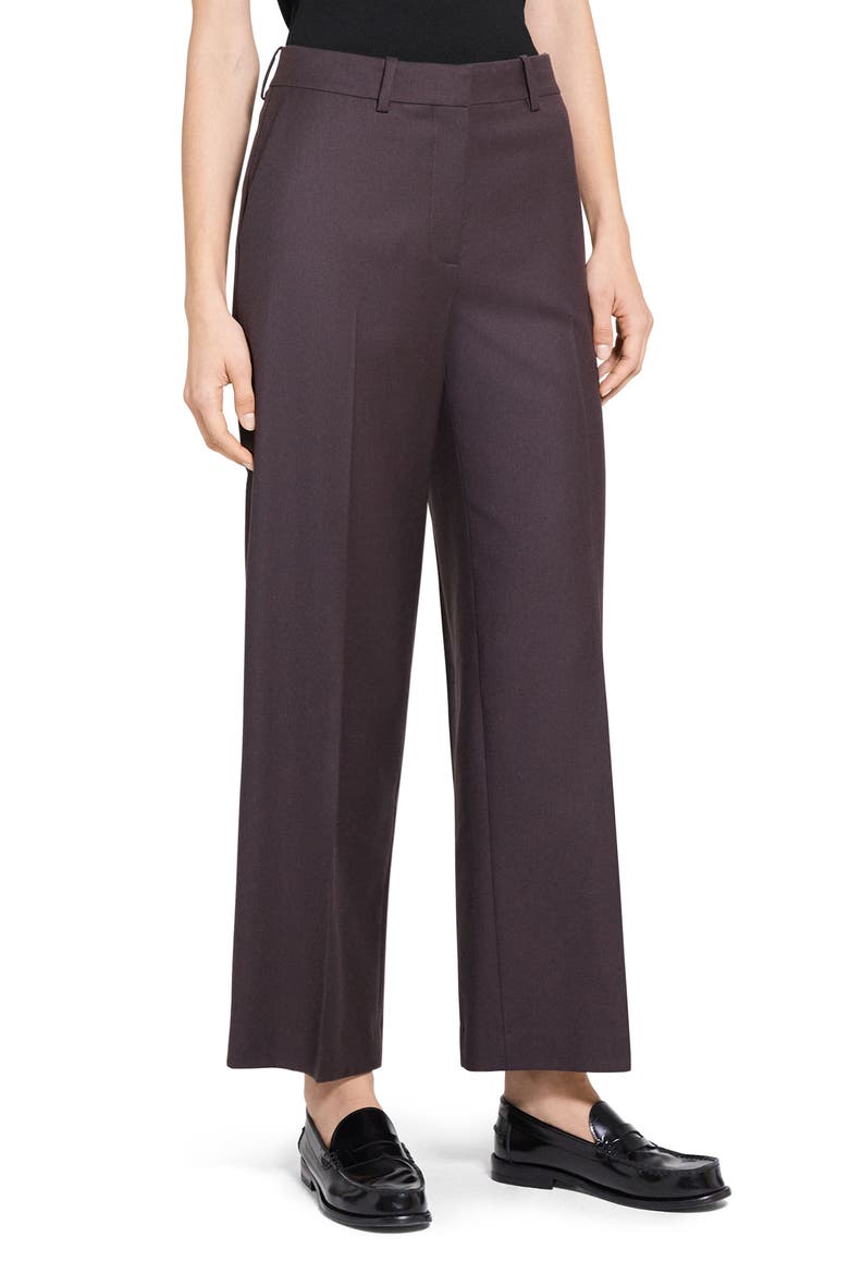 Sleek Flannel Straight Classic Pants, Alternate, color, CACAO
