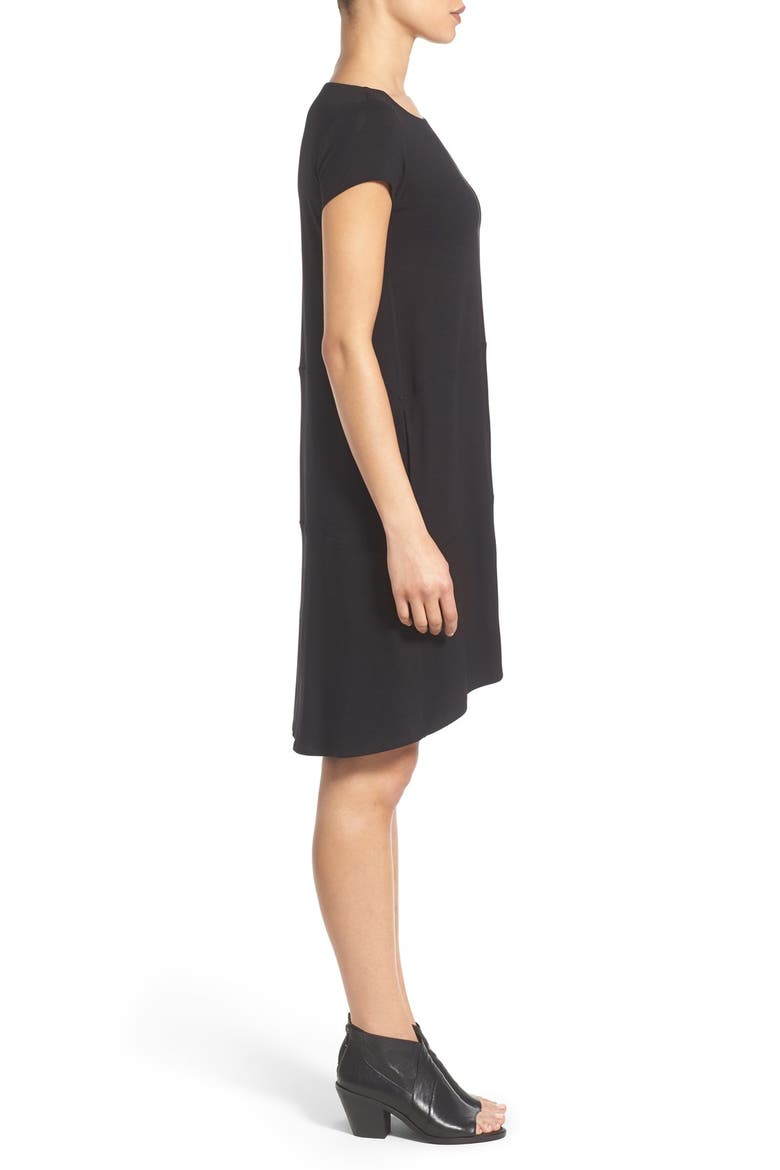 Bateau Neck Cap Sleeve Dress, Alternate, color, BLACK
